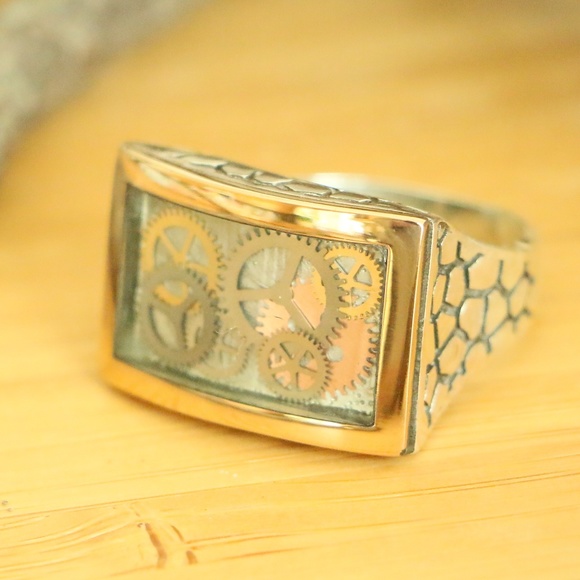 925 Sterling Silver Clock Machinery Clock Wheels Gear - Picture 2 of 8